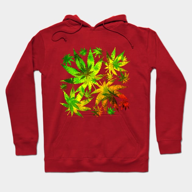 Marijuana Cannabis Leaves Pattern Hoodie by BluedarkArt